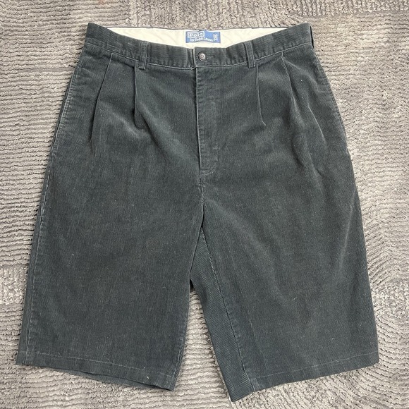 Polo by Ralph Lauren Men's Shorts Size 34 Corduroy Black Pleated Classic Fit - Picture 1 of 6